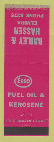 Matchbook Cover - Bailey and Hassen Esso oil gas Elmira NY WEAR