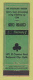 Matchbook Cover - Clover Club Redwood City CA girlie