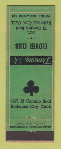 Matchbook Cover - Clover Club Redwood City CA girlie