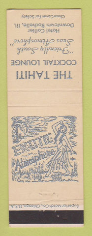 Matchbook Cover - The Tahiti Cocktail Lounge Rochelle IL Hotel Collier girlie