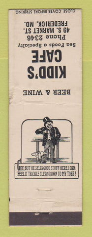 Matchbook Cover - Kidd's Cafe Frederick MD low phone # WEAR