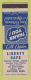 Matchbook Cover - Liberty Cafe Natchez MS low phone #