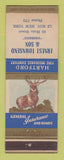 Matchbook Cover - Hartford Insurance Ernest Townsend Le Roy NY