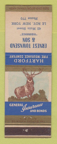 Matchbook Cover - Hartford Insurance Ernest Townsend Le Roy NY