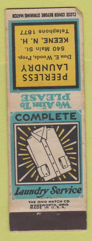 Matchbook Cover - Peerless Laundry Keene NH low phone # WORN