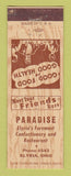 Matchbook Cover - Paradise Restaurant Elyria OH