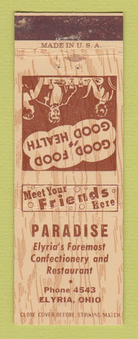 Matchbook Cover - Paradise Restaurant Elyria OH
