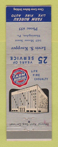Matchbook Cover - Fram Bureau Insurance Lewis Knepper Huntingdon PA