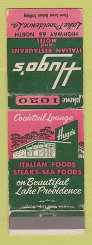 Matchbook Cover - Hugo's Italian Restaurant Lake Providence LA WEAR