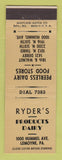 Matchbook Cover - Ryder's Dairy Products Lemoyne PA