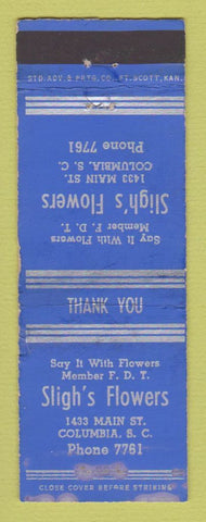 Matchbook Cover - Sligh's Flowers Columbia SC WEAR