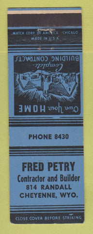 Matchbook Cover - Fred Petry Contractor Cheyenne WY