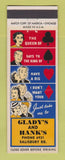 Matchbook Cover - Glady's and Hanks