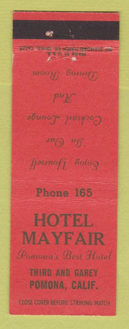 Matchbook Cover - Hotel Mayfair Pomona CA low phone # WEAR