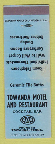 Matchbook Cover - Towanda Motel PA low phone #
