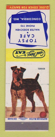 Matchbook Cover - Topsy Cafe Concordia MO low phone # Terrier
