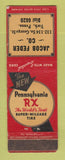 Matchbook Cover - Pennyslvania RX Tires Jacob Feder York PA WORN