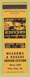Matchbook Cover - Meadows & Rogers oil gas Clay City KY
