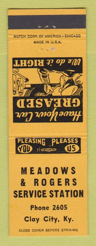Matchbook Cover - Meadows & Rogers oil gas Clay City KY