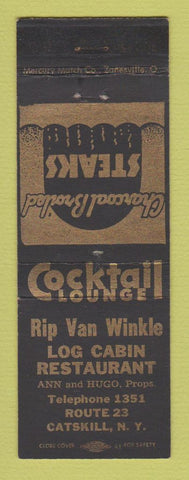 Matchbook Cover - Rip Van Winkle Log Cabin Restaurant Catskill NY WEAR