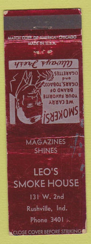 Matchbook Cover - Leo's Smoke House Tobacco Shoe Shine Rushville IN WEAR