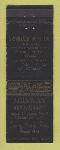 Matchbook Cover - Mid Way Restaurant Champlain NY