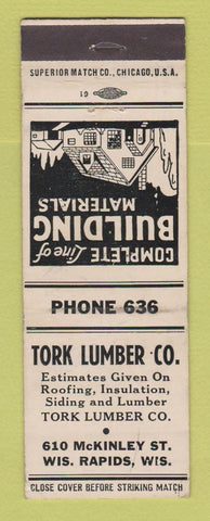 Matchbook Cover - Tork Lumber Wisconsin Rapids WI WEAR