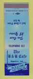 Matchbook Cover - B&B Cafe Nappanee IN WEAR