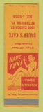 Matchbook Cover - Bauer's Cafe Pittsburgh PA girlie
