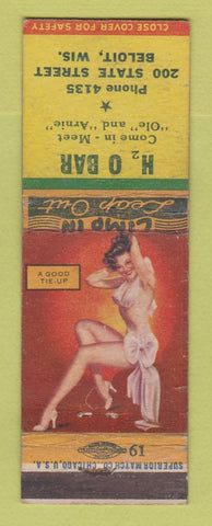 Matchbook Cover - H2O Bar Beloit WI pinup girlie WEAR