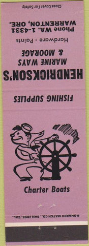 Matchbook Cover - Hendrickson's Marine Fishing Warrenton OR