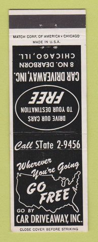 Matchbook Cover - Car Driveaway Rental Chicago IL