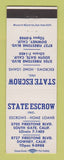 Matchbook Cover - State Escrow Downey South Gate CA home loans