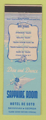 Matchbook Cover - Hotel De Soto Savannah GA Sapphire Room