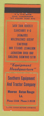 Matchbook Cover Southern Equipment Allis Chalmers Tractors Monroe Baton Rouge LA