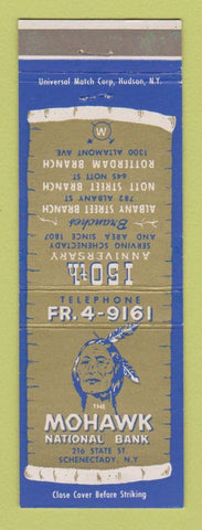 Matchbook Cover - Mohawk National Bank Schenectady NY Indian