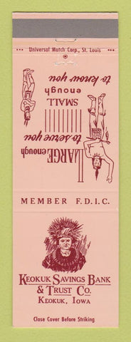 Matchbook Cover - Keokuk Savings Bank IA Indian