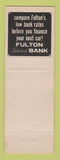 Matchbook Cover - Fulton National Bank Lancaster PA Auto Loans