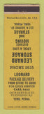 Matchbook Cover - Leonard Storage Moving York PA