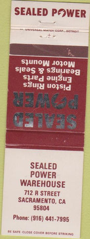 Matchbook Cover - Sealed Power Piston Rings Sacramento CA