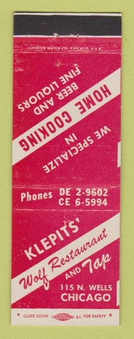 Matchbook Cover - Klepits' Wolf Restaurant Chicago IL