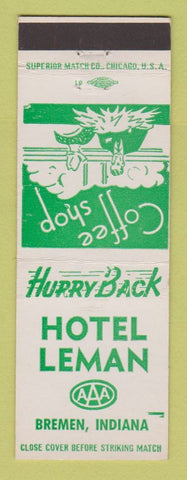 Matchbook Cover - Hotel Leman Bremen IN