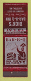 Matchbook Cover - Dick's BBQ Inn Sikeston MO