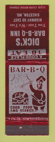 Matchbook Cover - Dick's BBQ Inn Sikeston MO