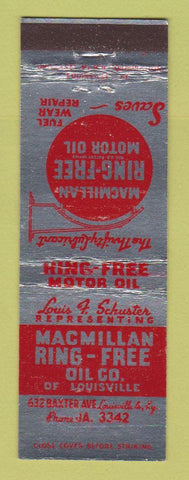 Matchbook Cover - Macmillan Ring Free Motor Oil Louisville KY