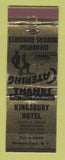 Matchbook Cover - Kingsbury Hotel Hudson Falls NY