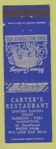 Matchbook Cover - Carter's Restaurant
