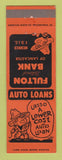 Matchbook Cover - Fulton National Bank Lancaster PA Auto Loans