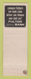 Matchbook Cover - Fulton National Bank Lancaster PA Auto Loans