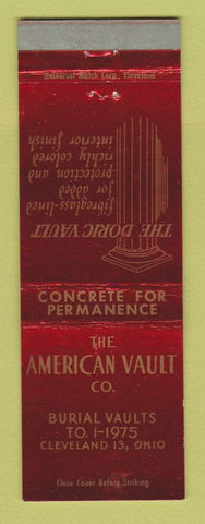 Matchbook Cover - American Vault Burial Vault Cleveland OH WEAR